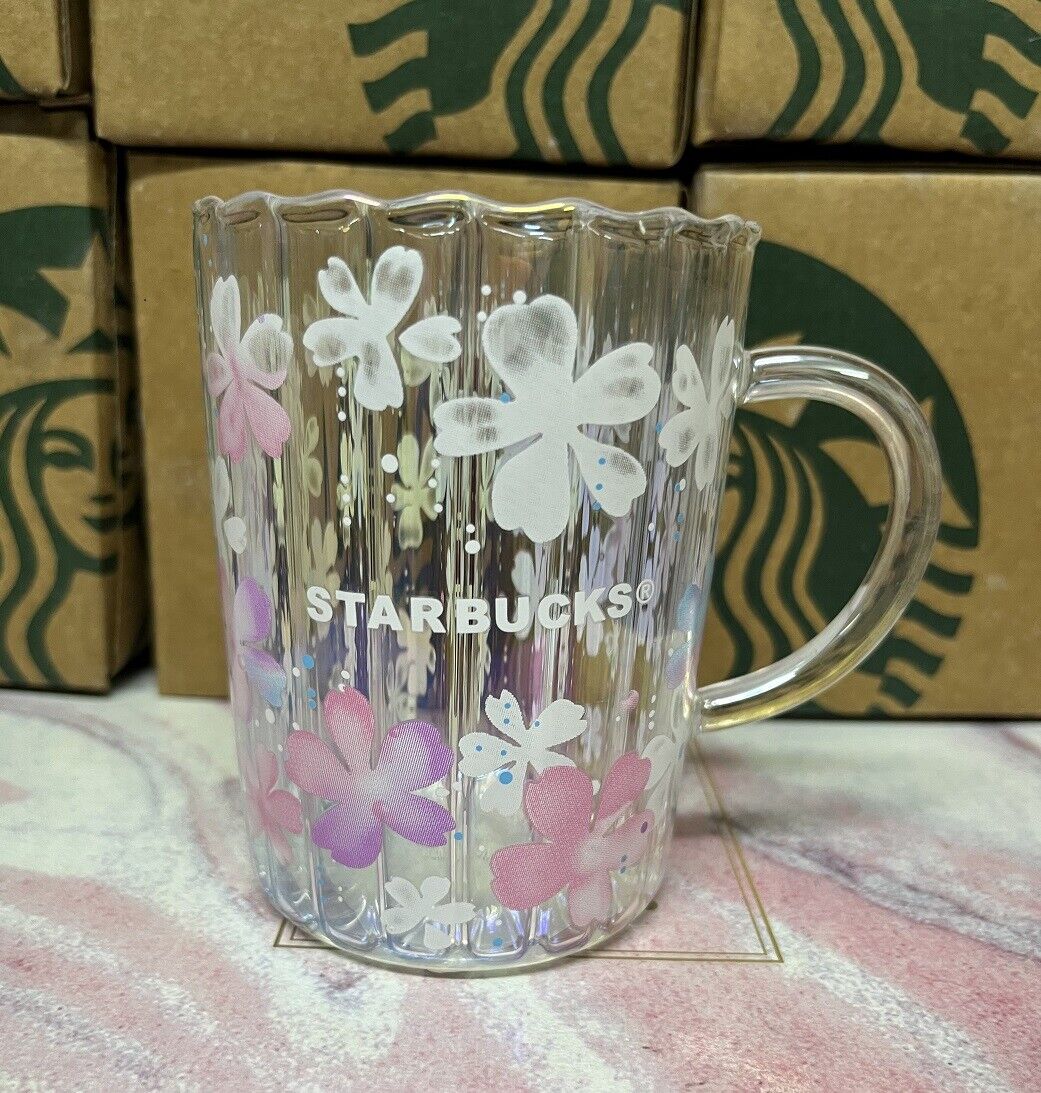 Starbucks Brand New Japan Sakura Aurora Dazzle Coffee Mug Office Glass Cups 12oz