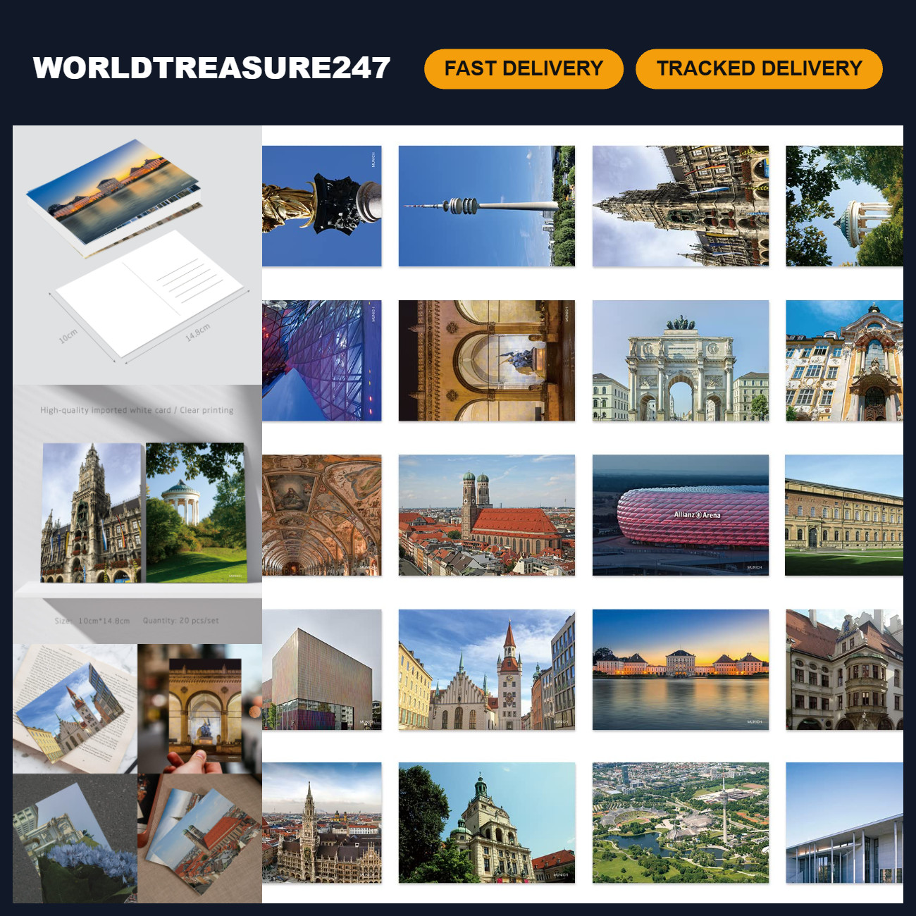 Set of 20 Munich Germany Travel Postcards - Scenic Views & Souvenirs