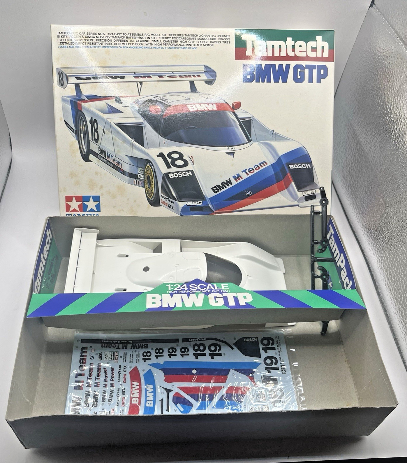 Tamiya TamTech BMW GTP 1/24 RC Car Body and Stickers Only with Box Vintage Japan