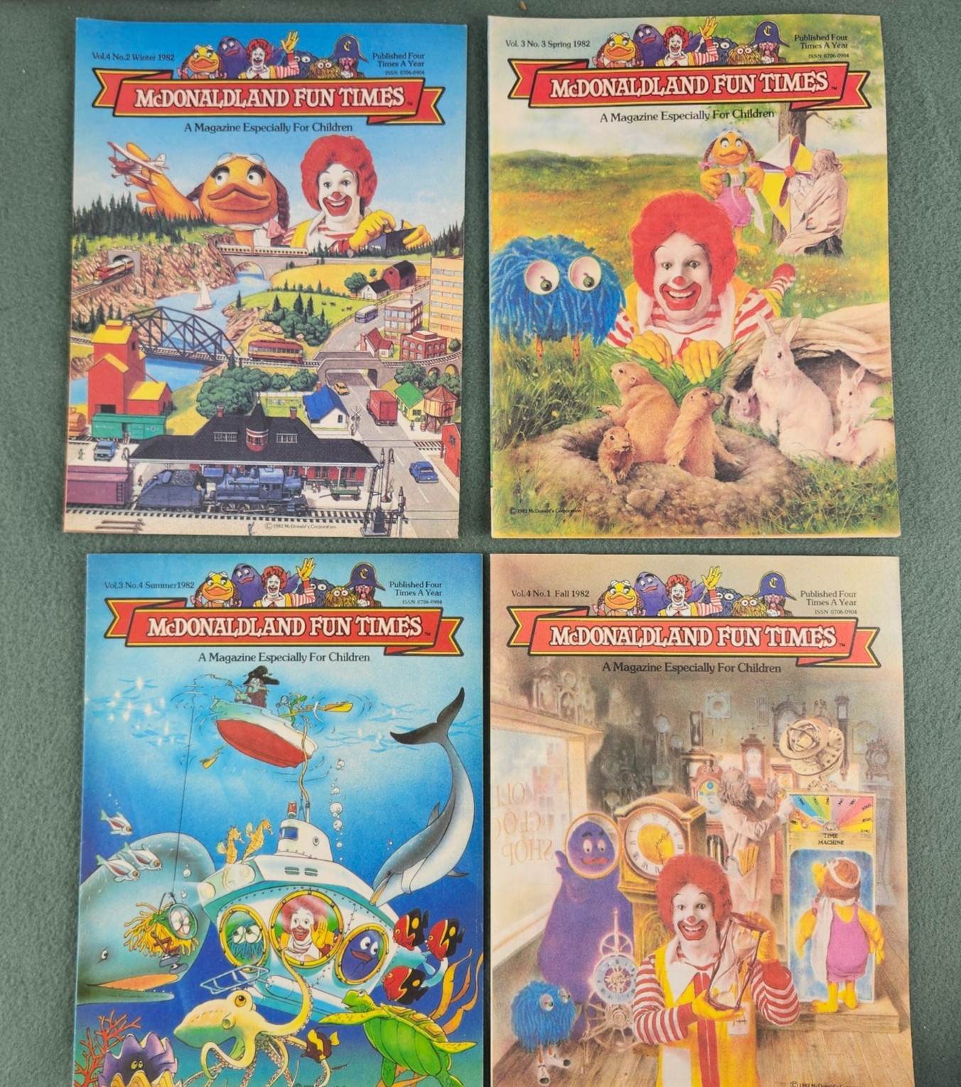 4 McDonaldland Fun Times Magazine 1982 - Complete Year Ronald Grimace Fry Guys 4 McDonaldland Fun Times Magazine 1982 - Complete Year Ronald Grimace Fry Guys