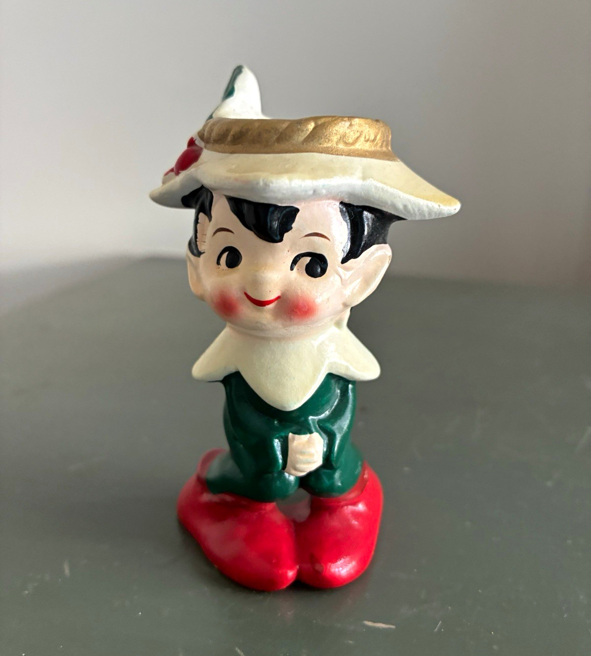Lefton Japan Christmas Boy Figurine Taper Candle Holder 3 in #7049