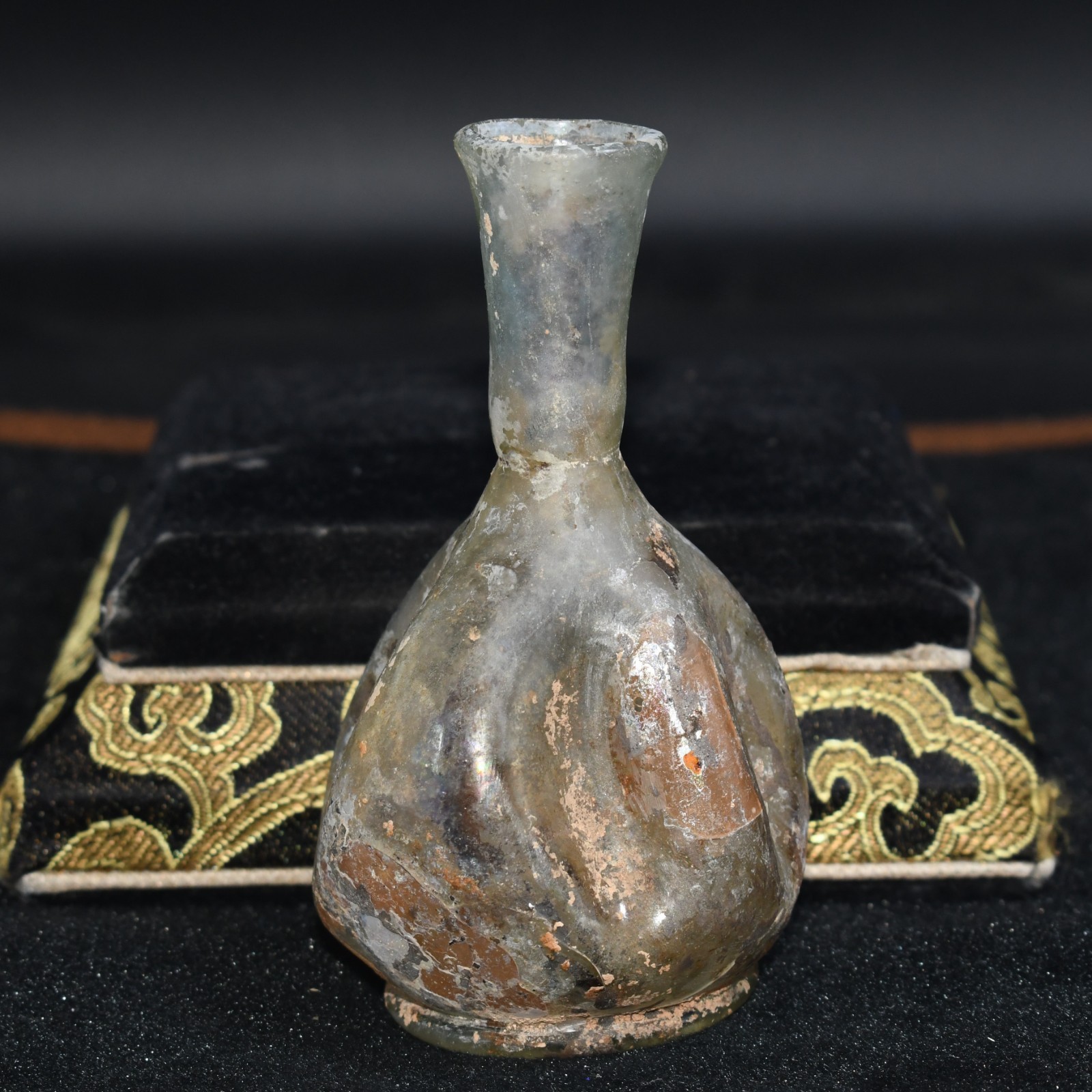 Intact Ancient Roman Glass Bottle in Perfect Condition C. 1st - 3rd Century AD