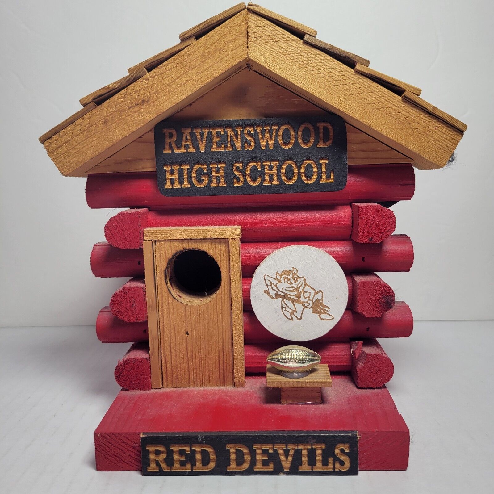 Ravenswood WV Red Devils Football Wooden Bird House Little Log Co Sargent NE