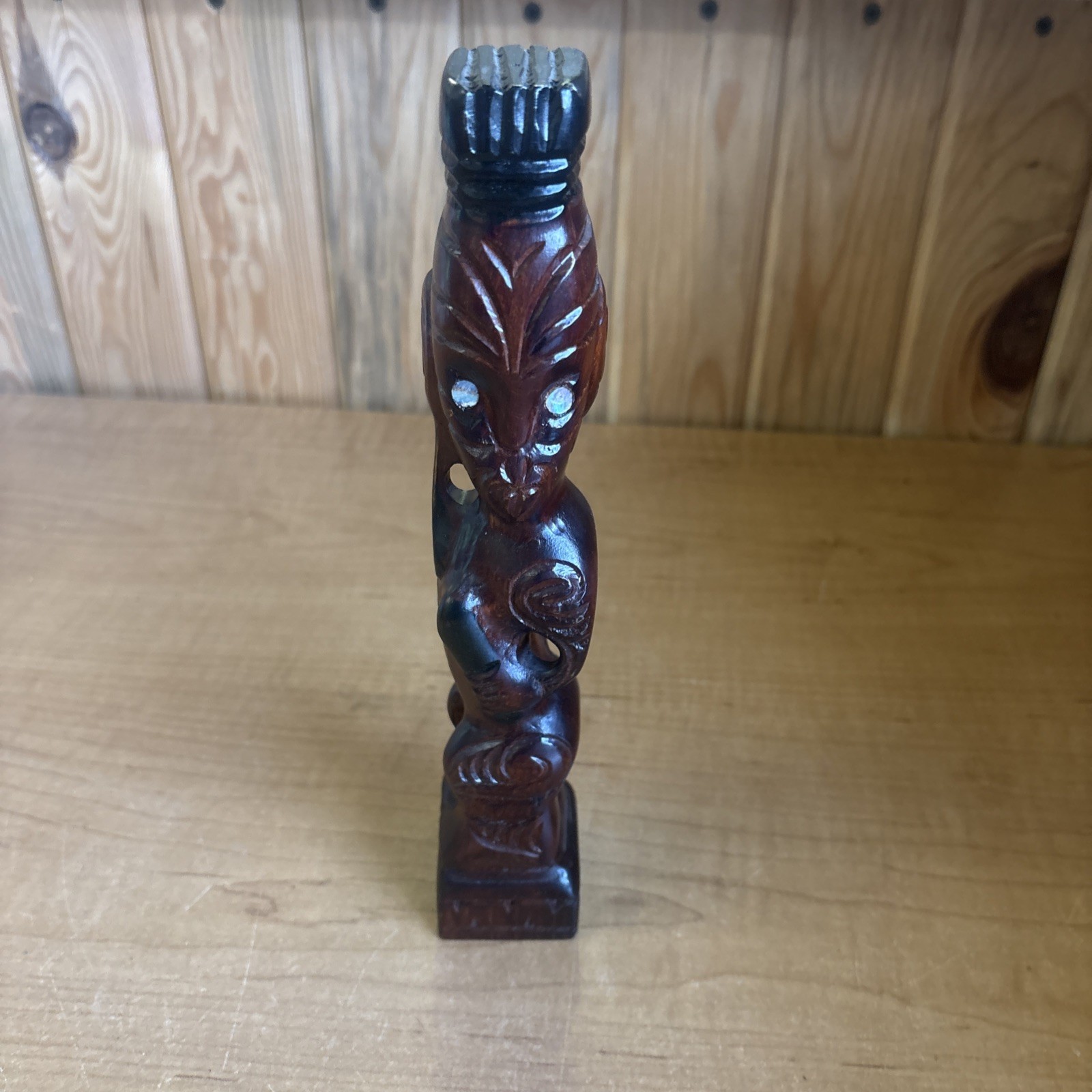 Vintage Maori Tiki Totem New Zealand Hand Carved Wooden Sculpture Figure 🔥 Vintage Maori Tiki Totem New Zealand Hand Carved Wooden Sculpture Figure 🔥