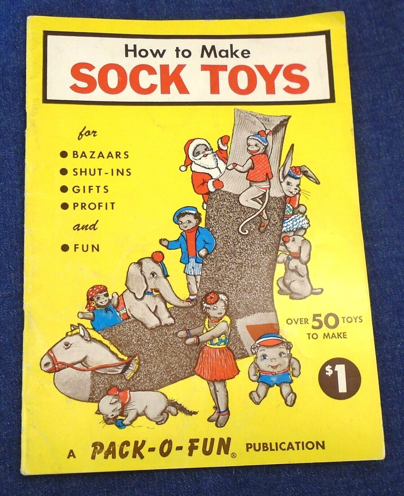 Vintage 1958 How to Make Sock Toys A Pack-O-Fun Publication Craft Booklet