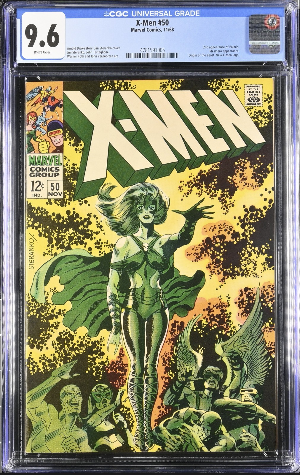 X-Men #50 CGC 9.6 Rare White Pages Steranko Marvel 1968