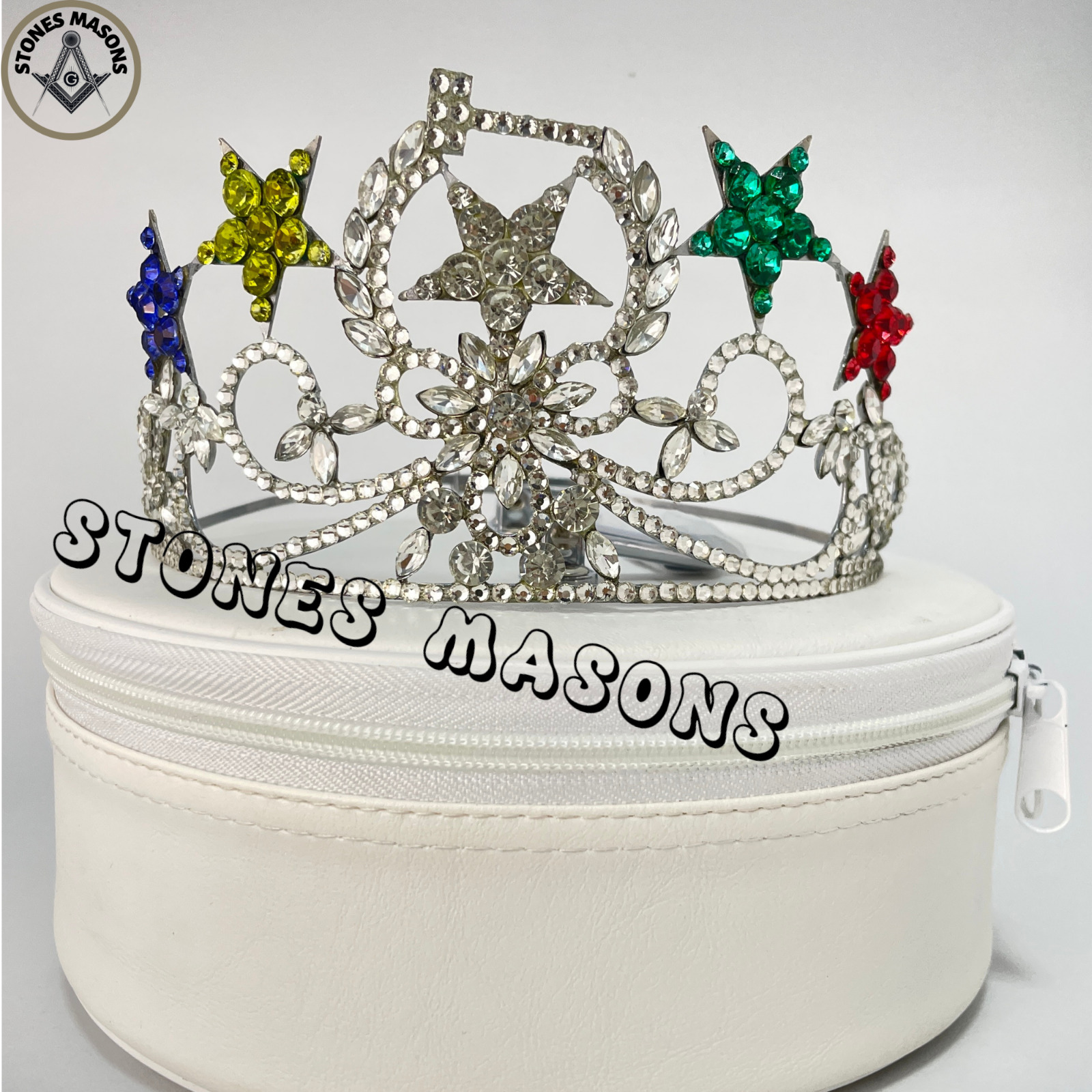 OES Five Star Grand Worthy Matron Crown Silver tone Adjustable Fitting with Case