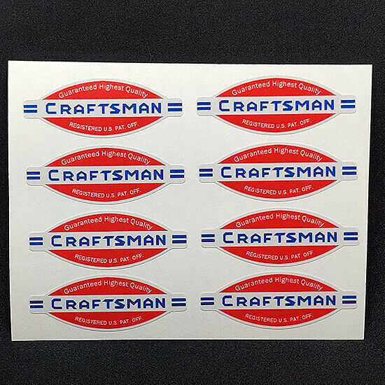 1.75 Inch 1950\'s CRAFTSMAN TOOLS x 8 Vintage Style DECAL, Vinyl STICKER
