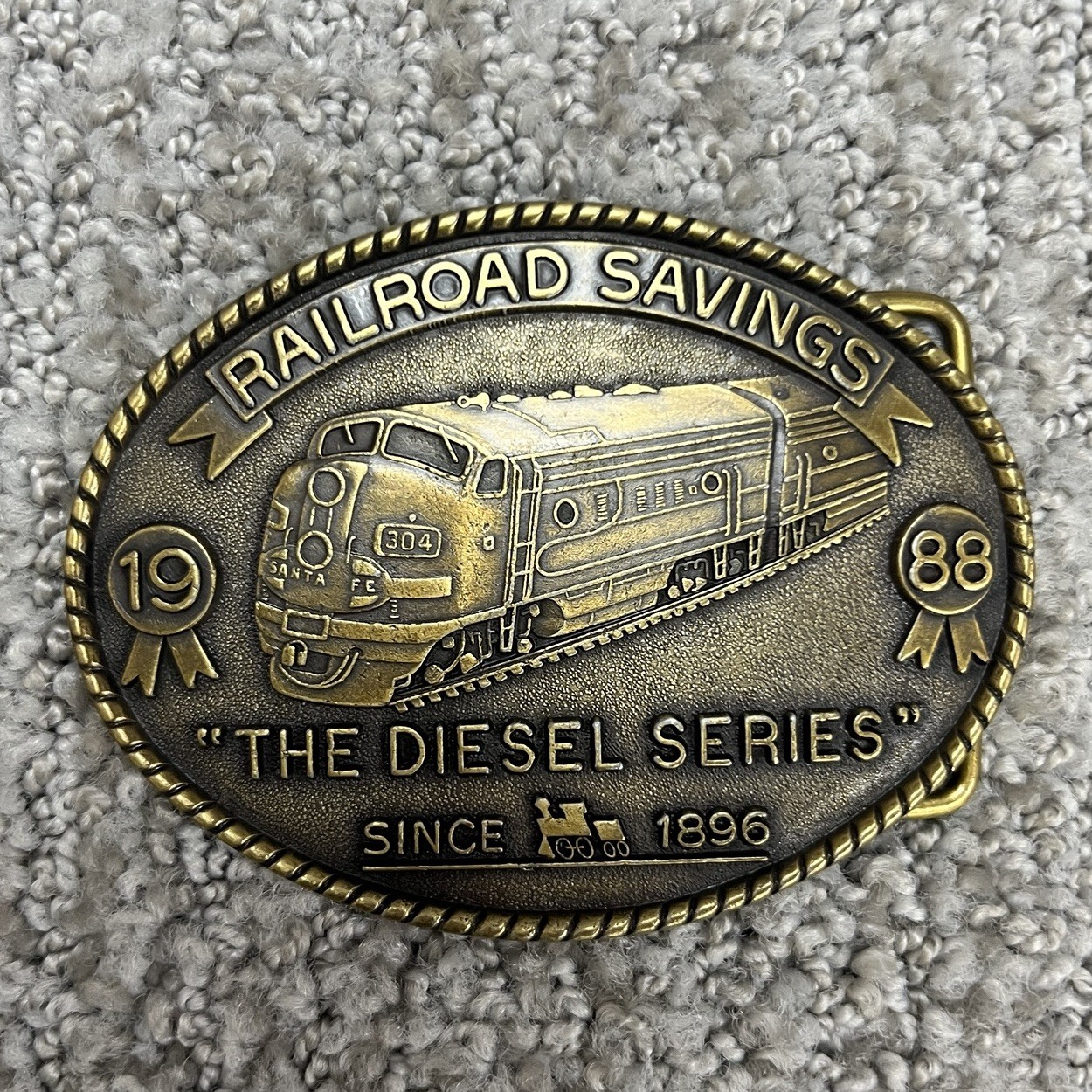 VTG Railroad Savings & Loans Diesel Series Belt Buckle Wichita KS Trucker 80s