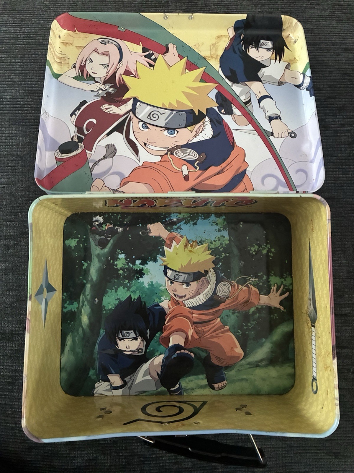 Vintage Naruto Tin Lunch Box 2005 Rix Products Shonen Jump Team 7 Kakashi Sasuke