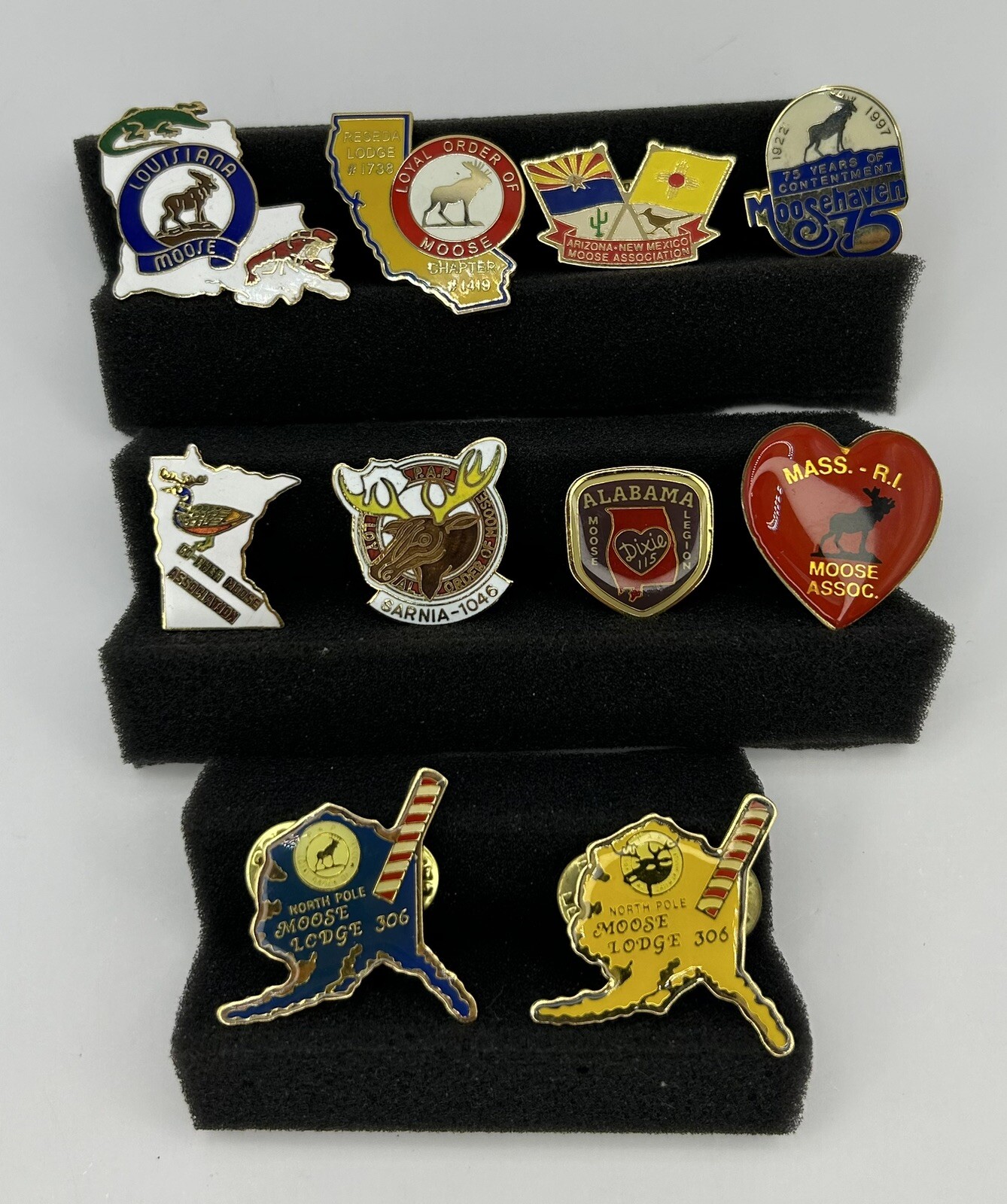 Loyal Order Of Moose, Lot Of (10) Some Rare Lapel & Hat Pins, Vintage