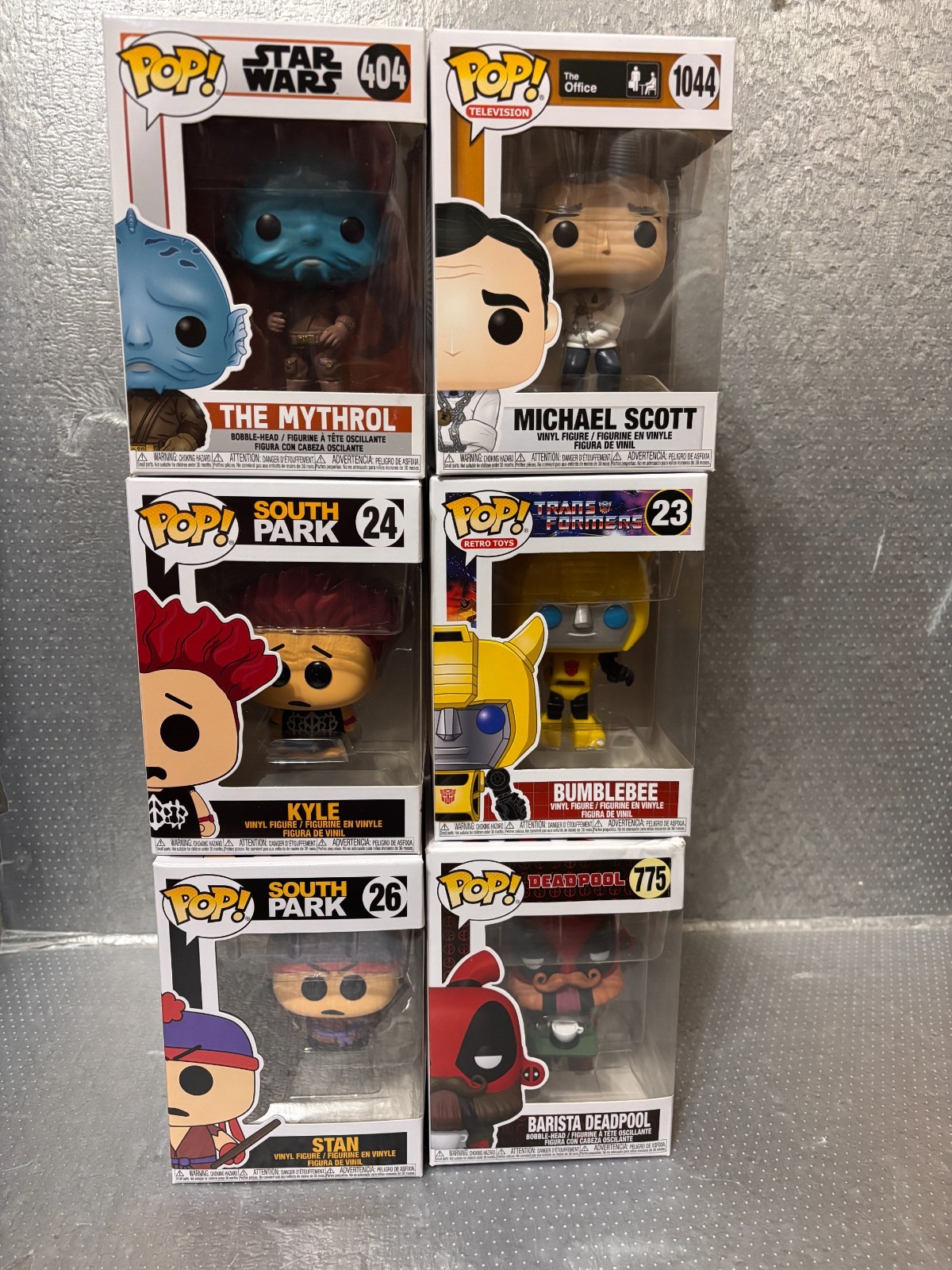 Funko Pop Lot of 6 Star Wars Office South Park Transformers Deadpool NEW