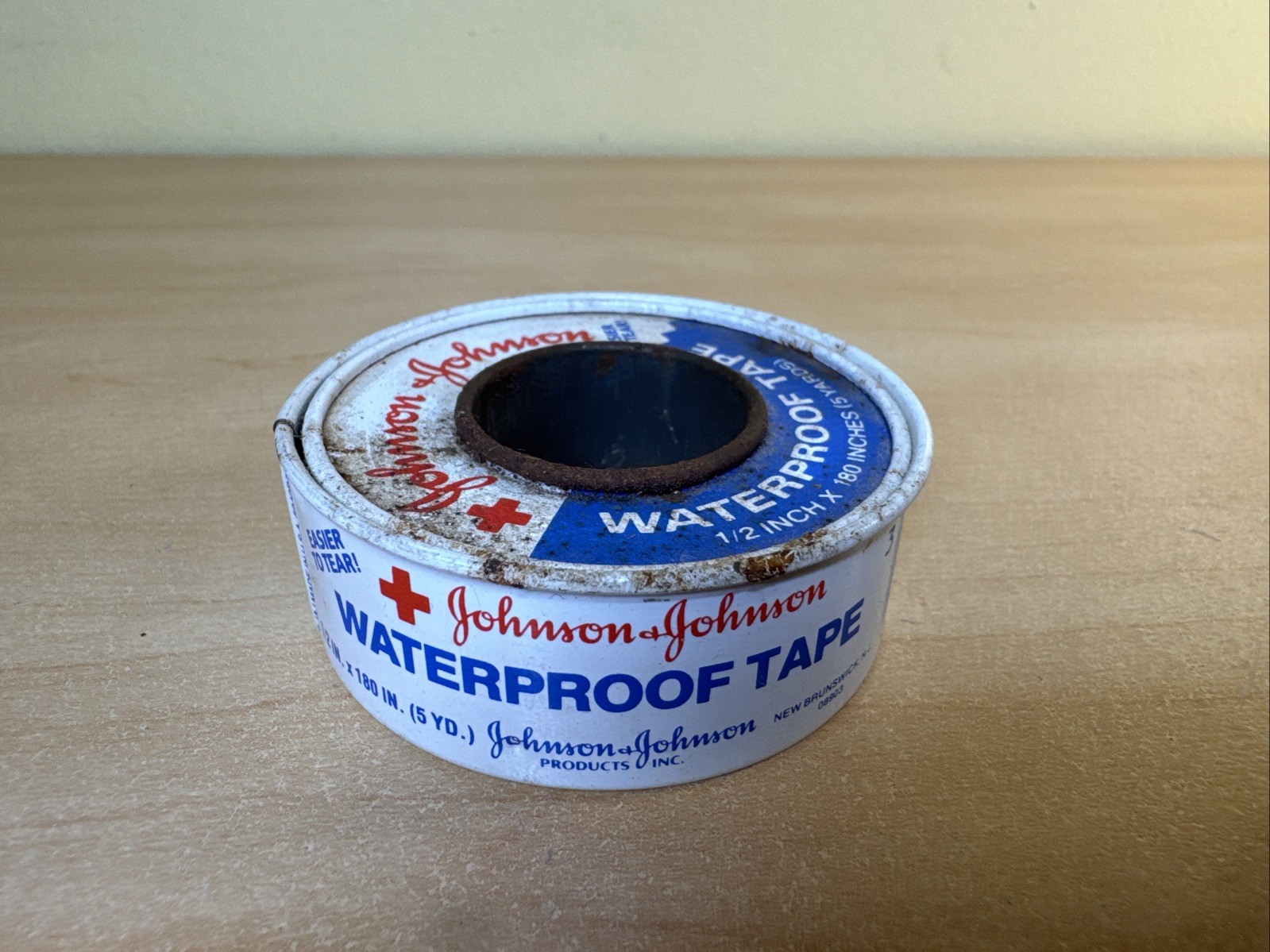 Vintage Johnson & Johnson Waterproof Tape Tin 1/2 Inch