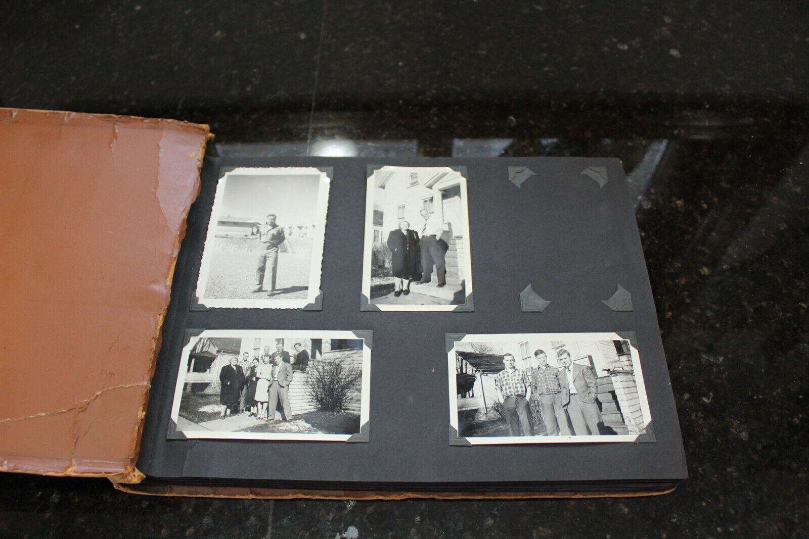Vintage Photo Album With Black & White Photos Mostly Military Ca. WWII