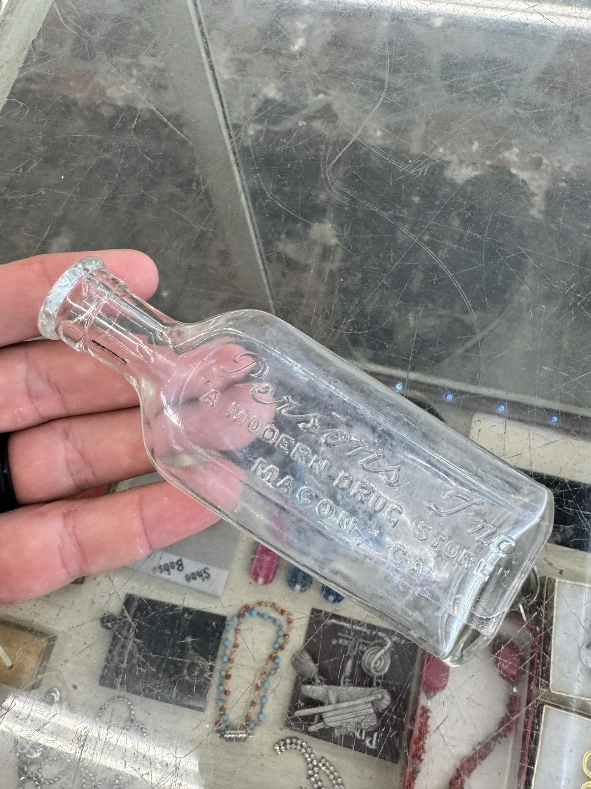 Vintage Persons Inc Medicine Bottle Macon GA Clear Glass Embossed Pharmacy USA