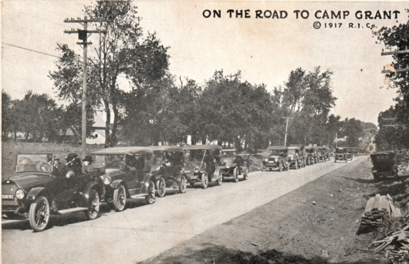 Rockford Illinois WWI Automobile Army Camp Grant Postcard Railroad Cancel