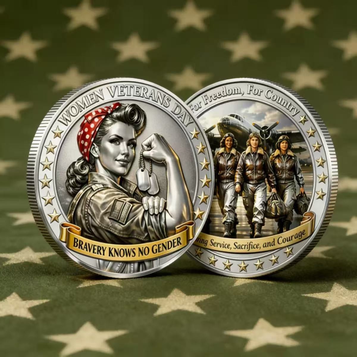 Women Veterans Challenge Coin Female Military Service Honoring Collectible Gift