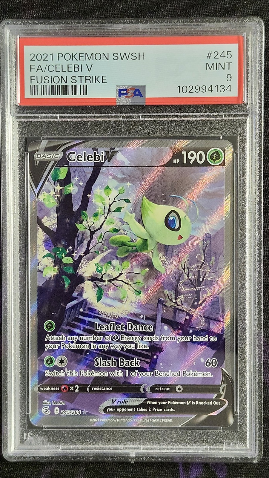 Pokemon PSA 9 Celebi V 245 Fusion Strike