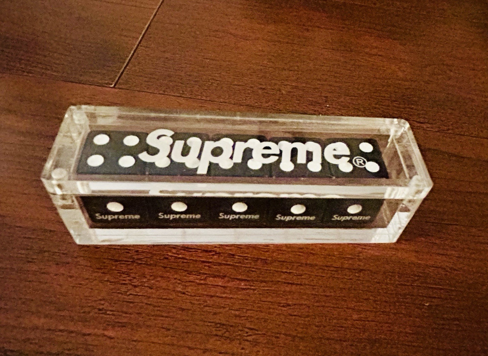 Supreme Logo Black Acrylic Dice Set with Case 2011 FW11