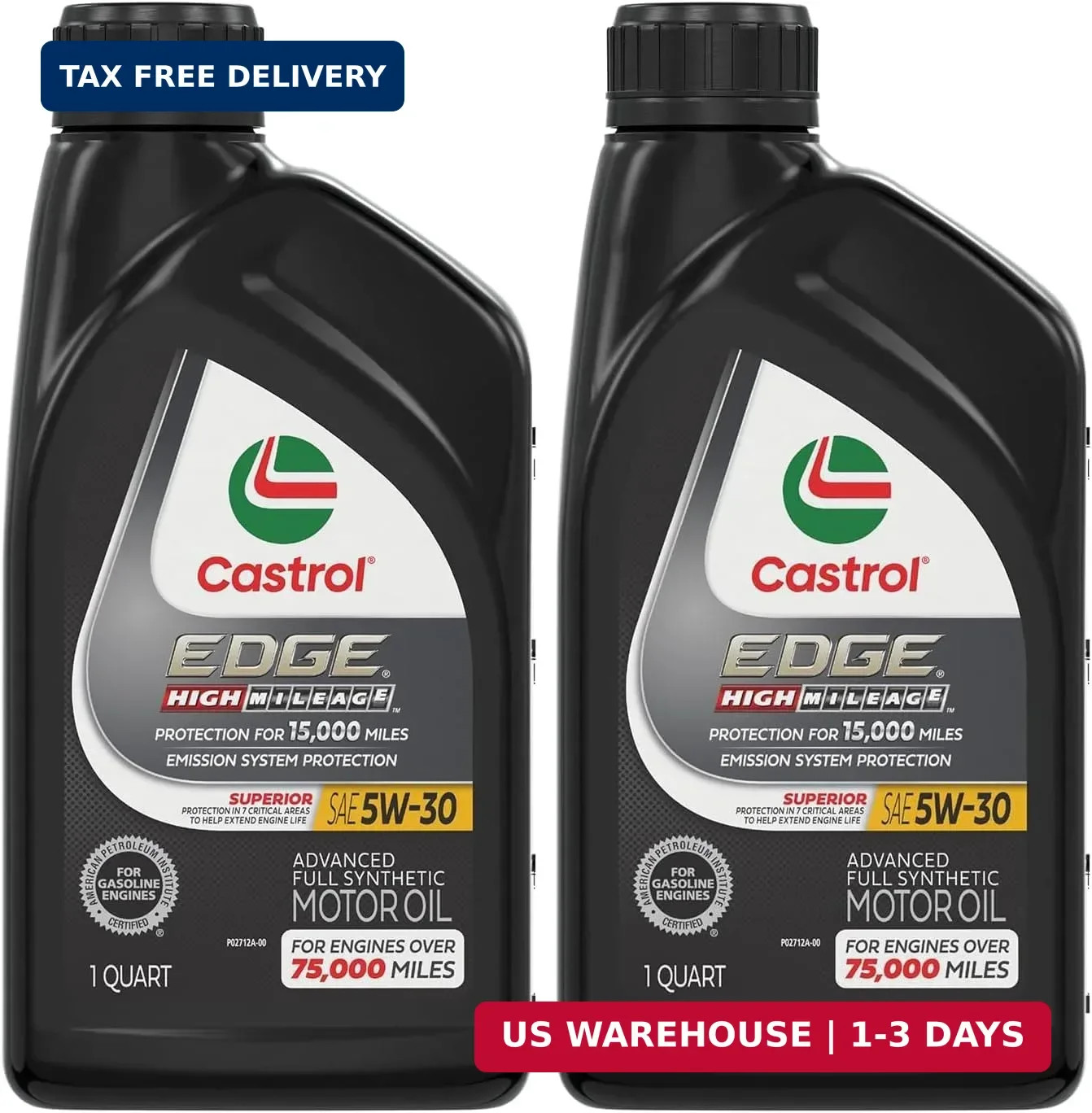 Castrol Edge High Mileage 5W-30 Advanced Full Synthetic Motor Oil, 1 Quart (Pack