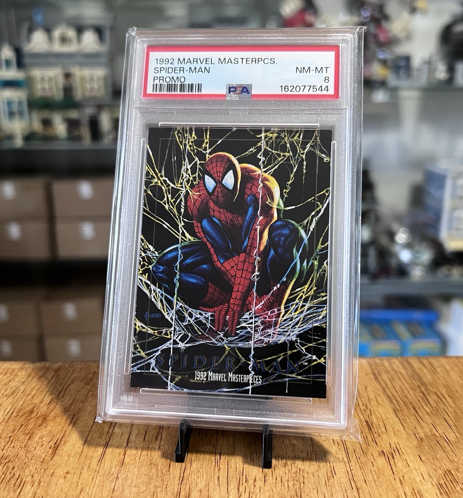 PROMO 1992 VERY RARE Skybox Marvel Masterpieces Spider-Man PSA 8 Spiderman #87