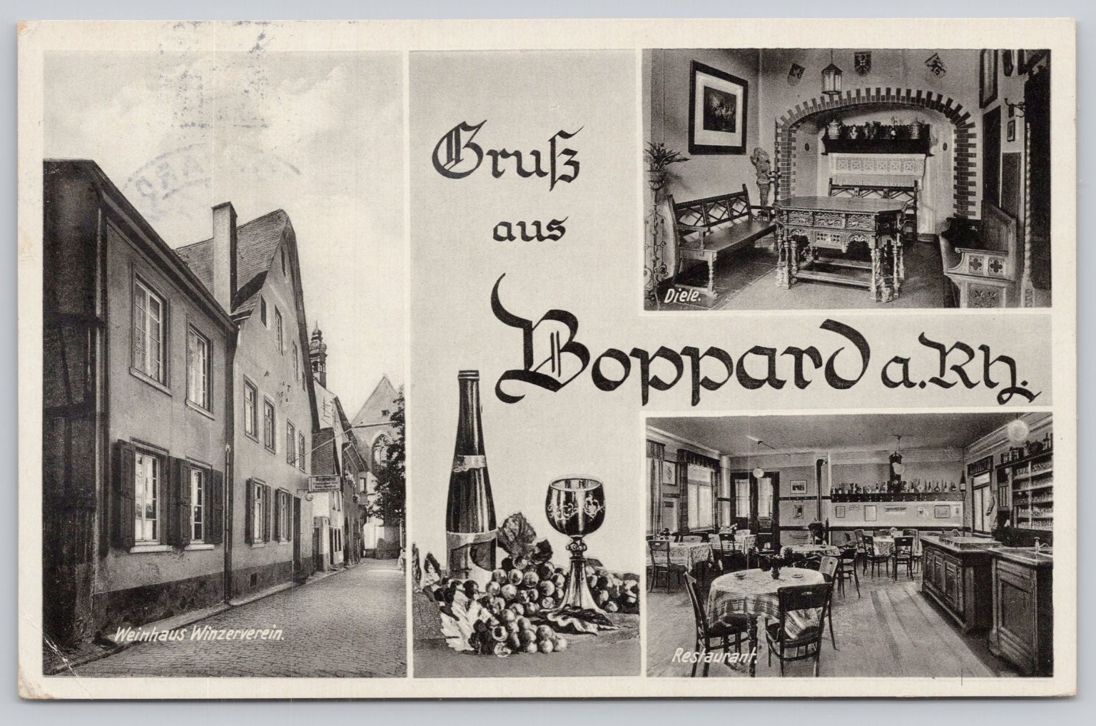Boppard a. Rh. Germany Hotel Winzerverein Multi-View Postcard 1920s RPPC