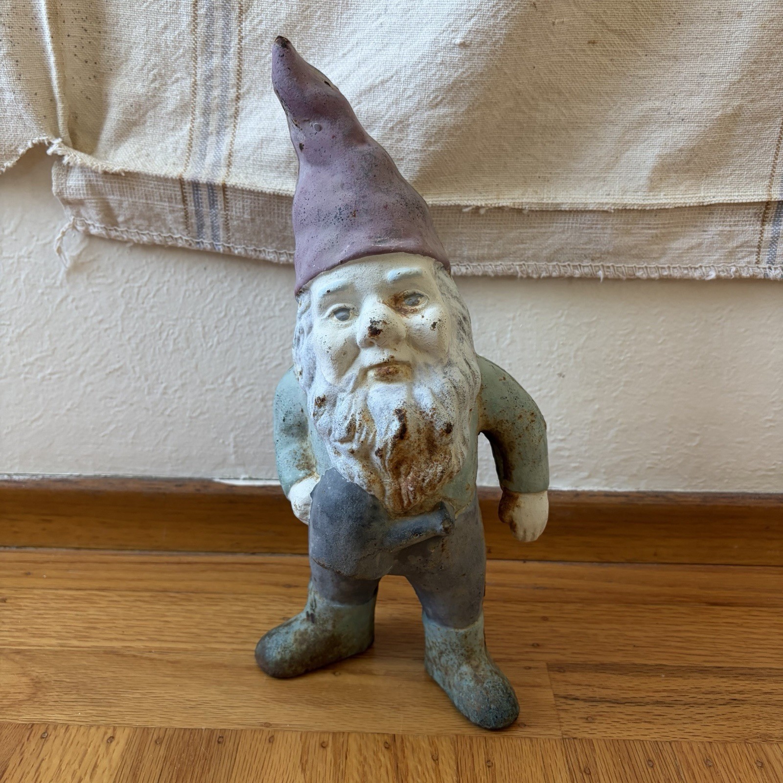 1900s-1940s CAST IRON GARDEN GNOME STANDING WITH WATER CAN 13” TALL 1900s-1940s CAST IRON GARDEN GNOME STANDING WITH WATER CAN 13” TALL