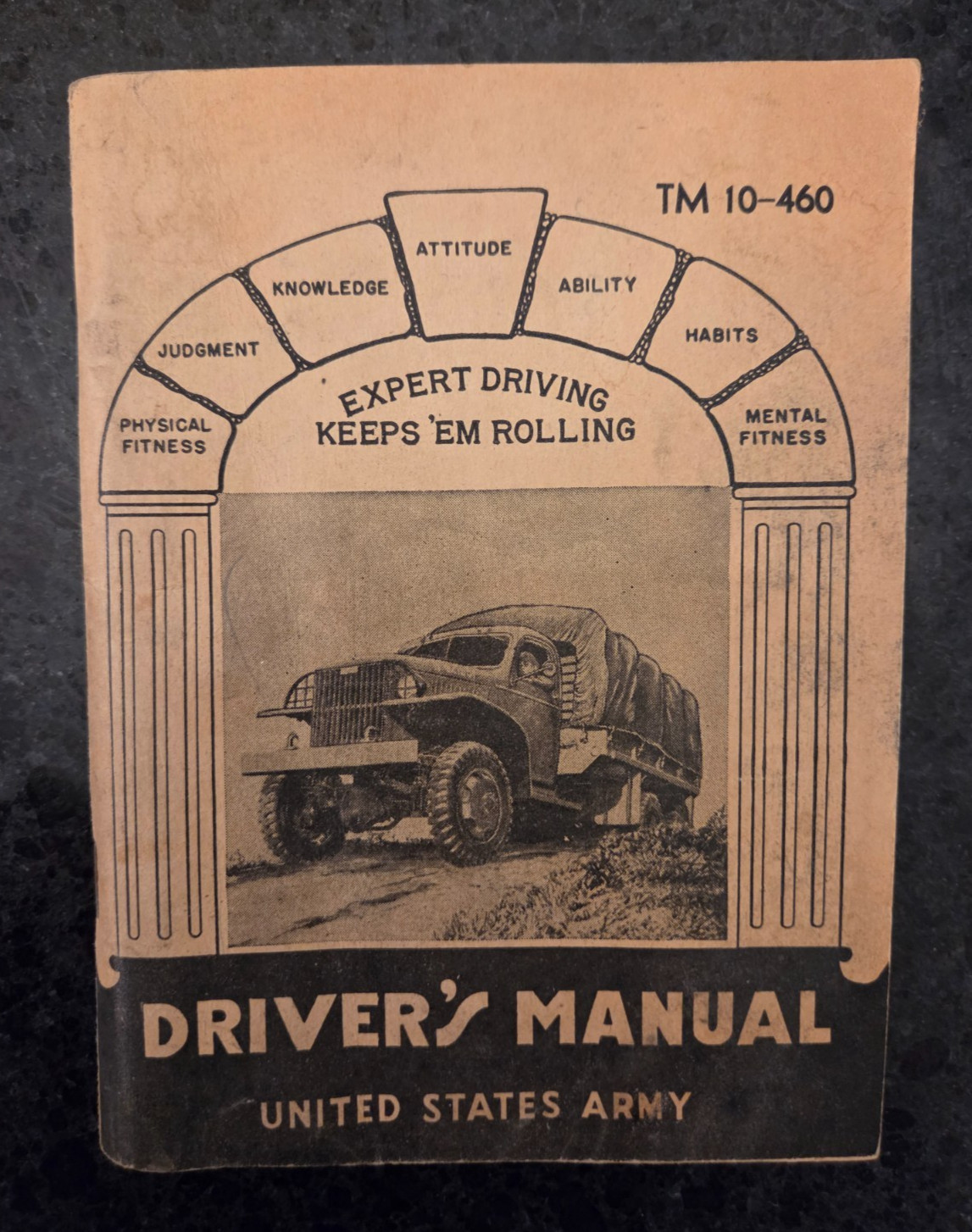 WWII US Army Driver\'s Guide Book TM 10-460 Expert Driving & Daily Checklist LOOK