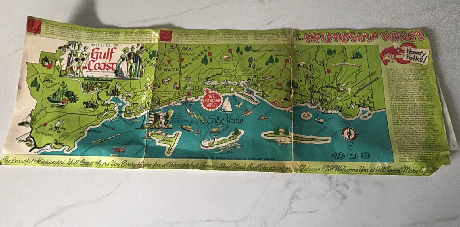 VTG 1950s Friendship House Biloxi Gulfport MS Menu Motor Court Travel Ephemera