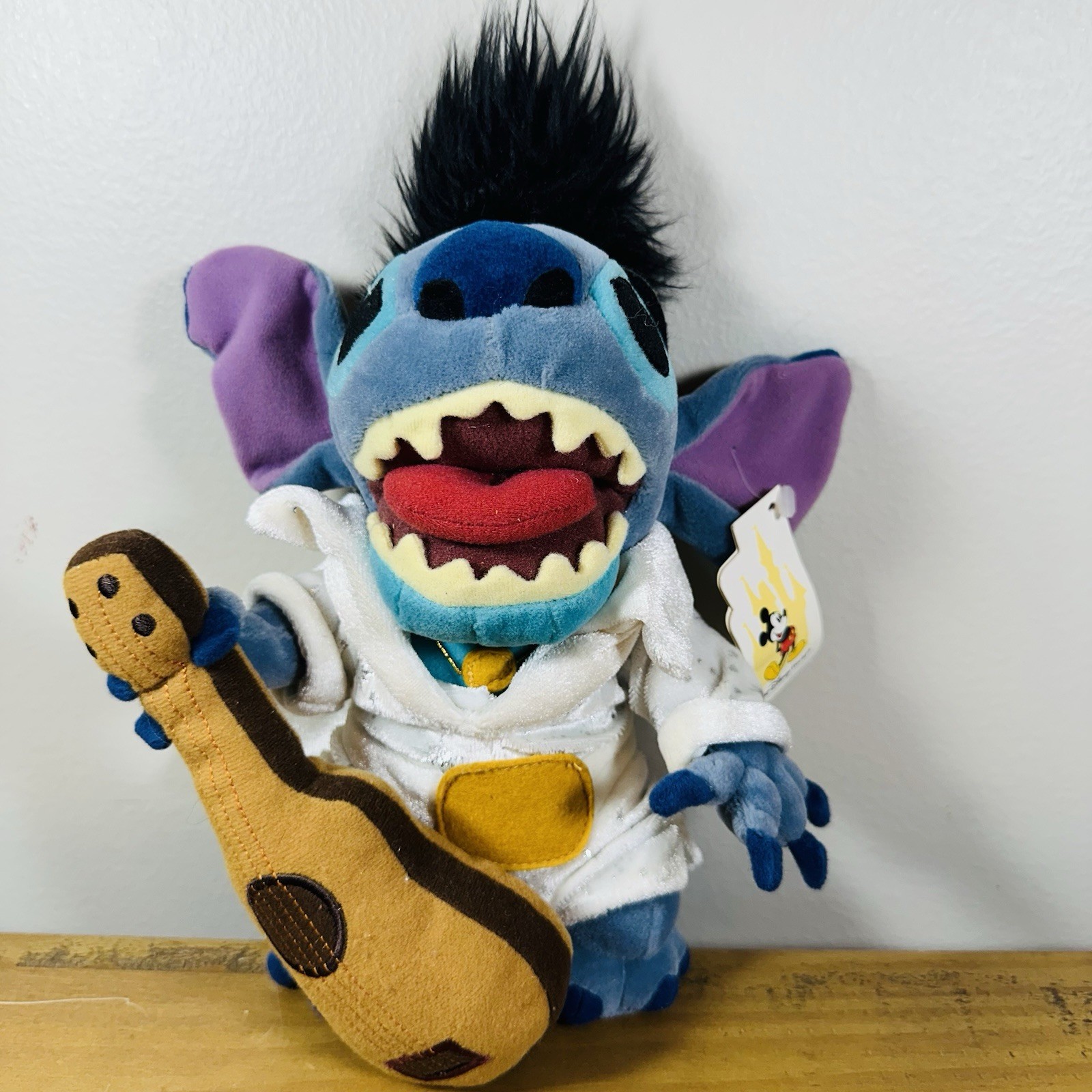 Disney Parks Stitch Elvis Plush White Jumpsuit Guitar Walt Disney World NWT