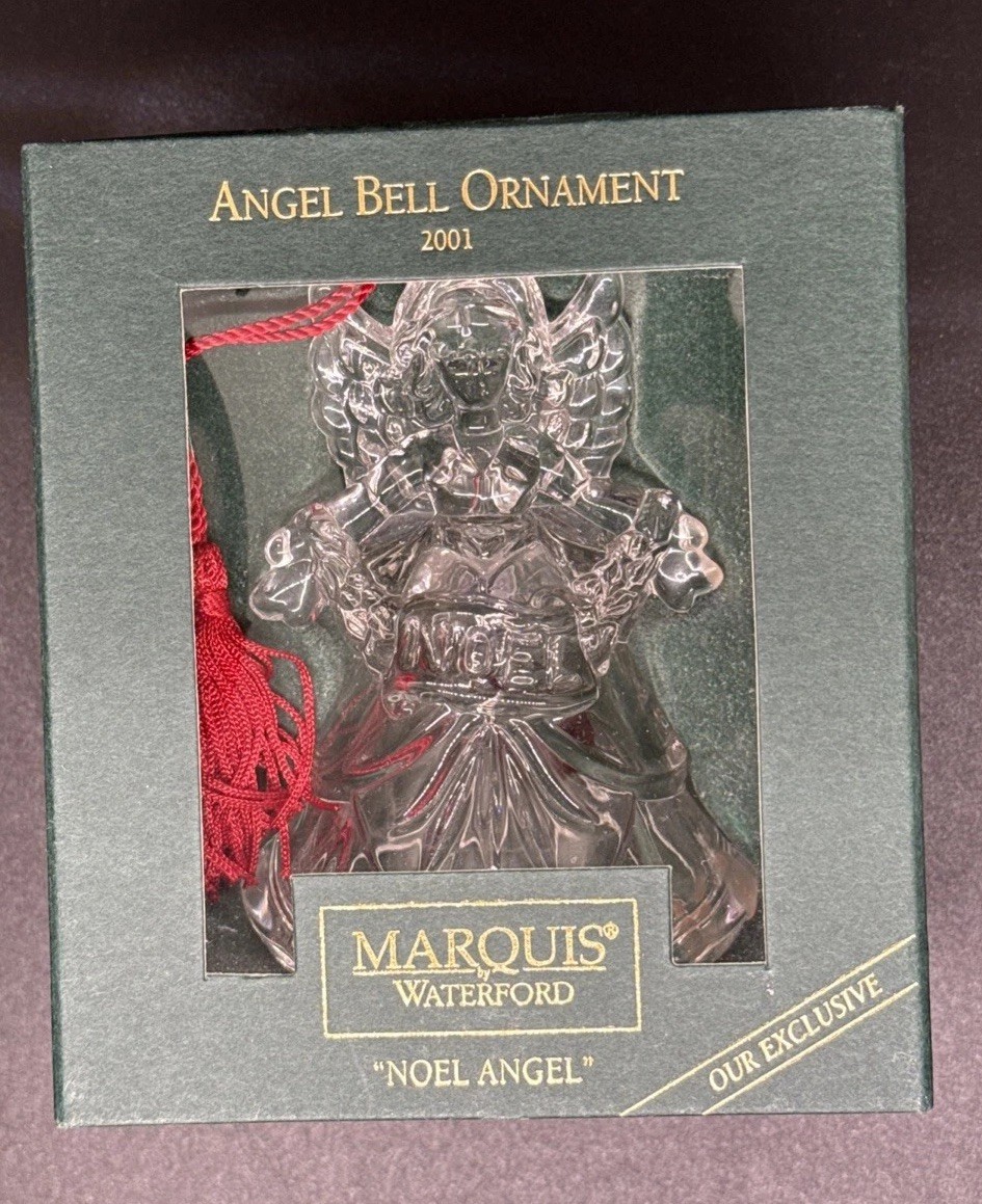Vintage 2001 Marquis By Waterford Noel Angel Bell Crystal Ornament 1st In Series