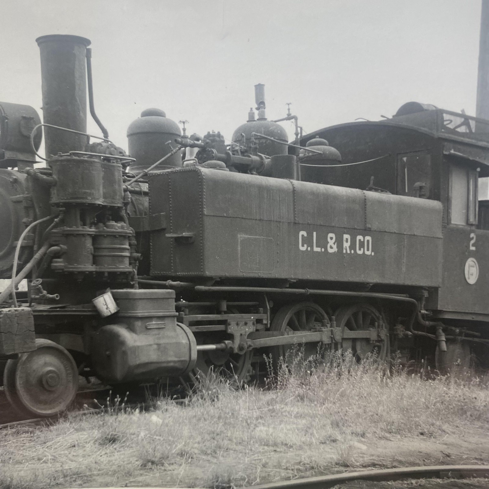 Vtg C.L.&R. Co 2 Steam Locomotive Train Photo 4x5 B&W Gelatin Original
