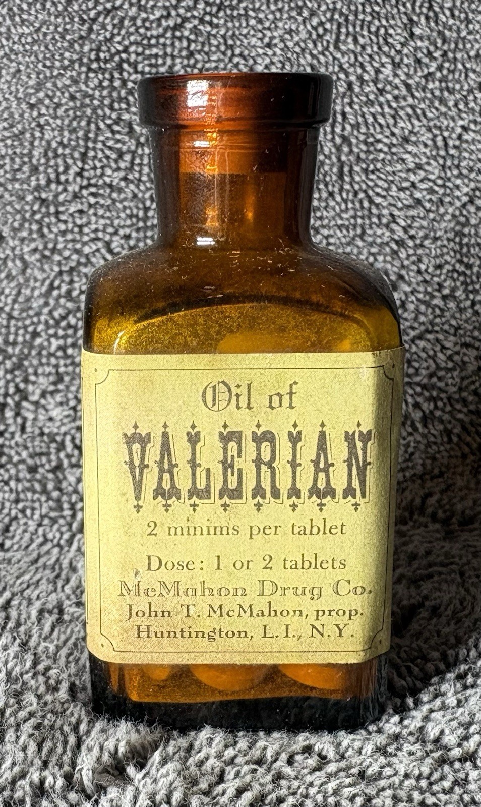 Vintage Abbott Surbex-T Oil of Valerian McMahon Drug Co Pharmacy Display Bottle