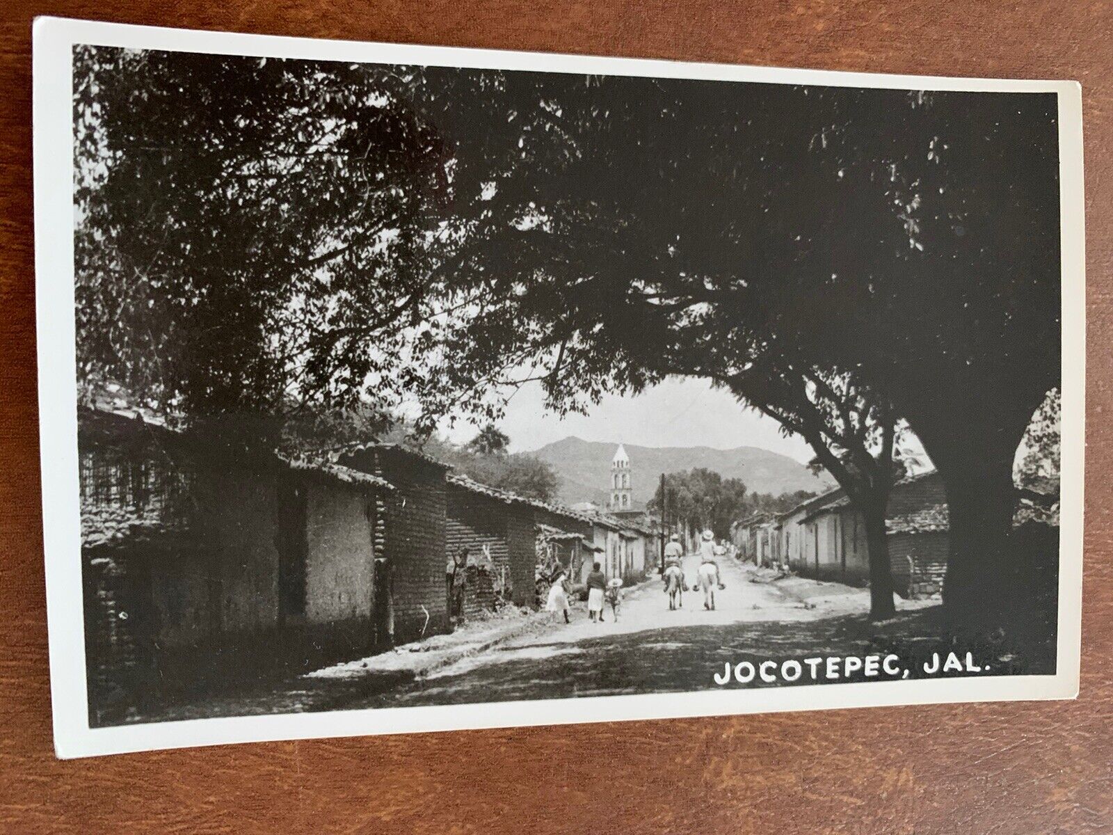 RPPC Photo Postcard Men On Horseback Street Scene Jocotepec Jalisco Mexico