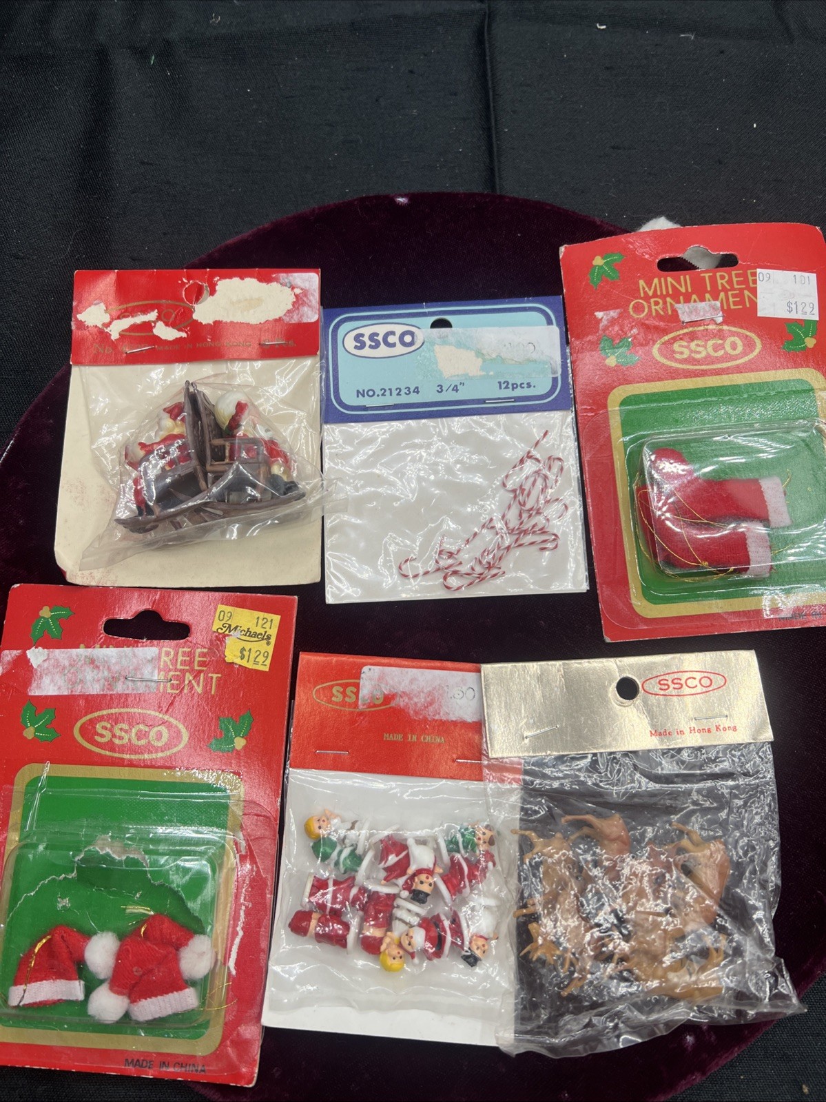 Vtg SSCO Micro Miniature Plastic Santa Chairs Angels Candy Canes Deer Mrs Lot