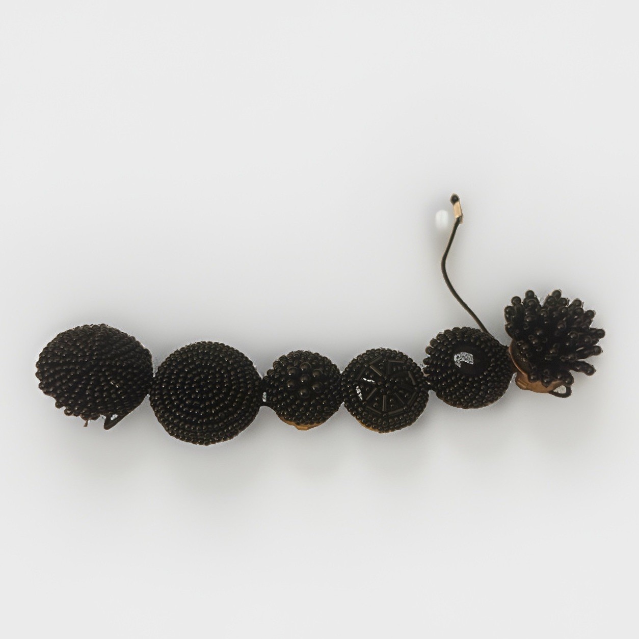 Black Beaded Button Cover Lot of Six Vintage Elegant Luxury Fashion Accessories