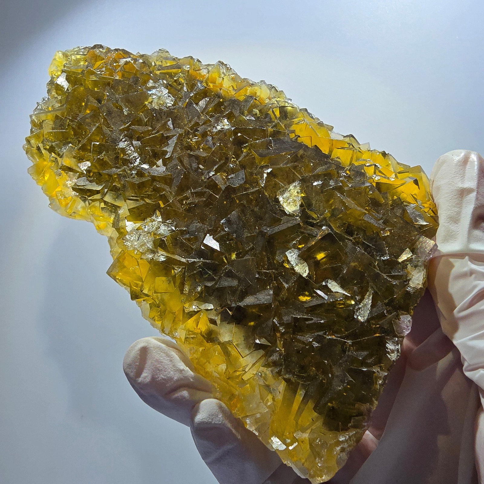 Large Phantom Fluorite Cube Specimen Yellow Honey Pocket Okorusu Namibia
