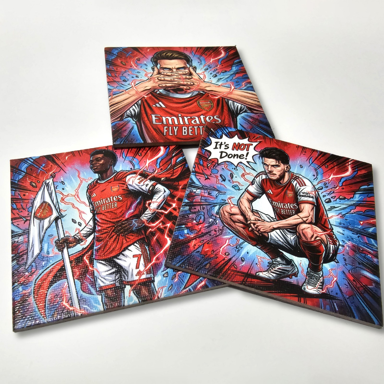 Arsenal Superhero Magnet Set Comic EPL Football Fridge Gunners Soccer Champions