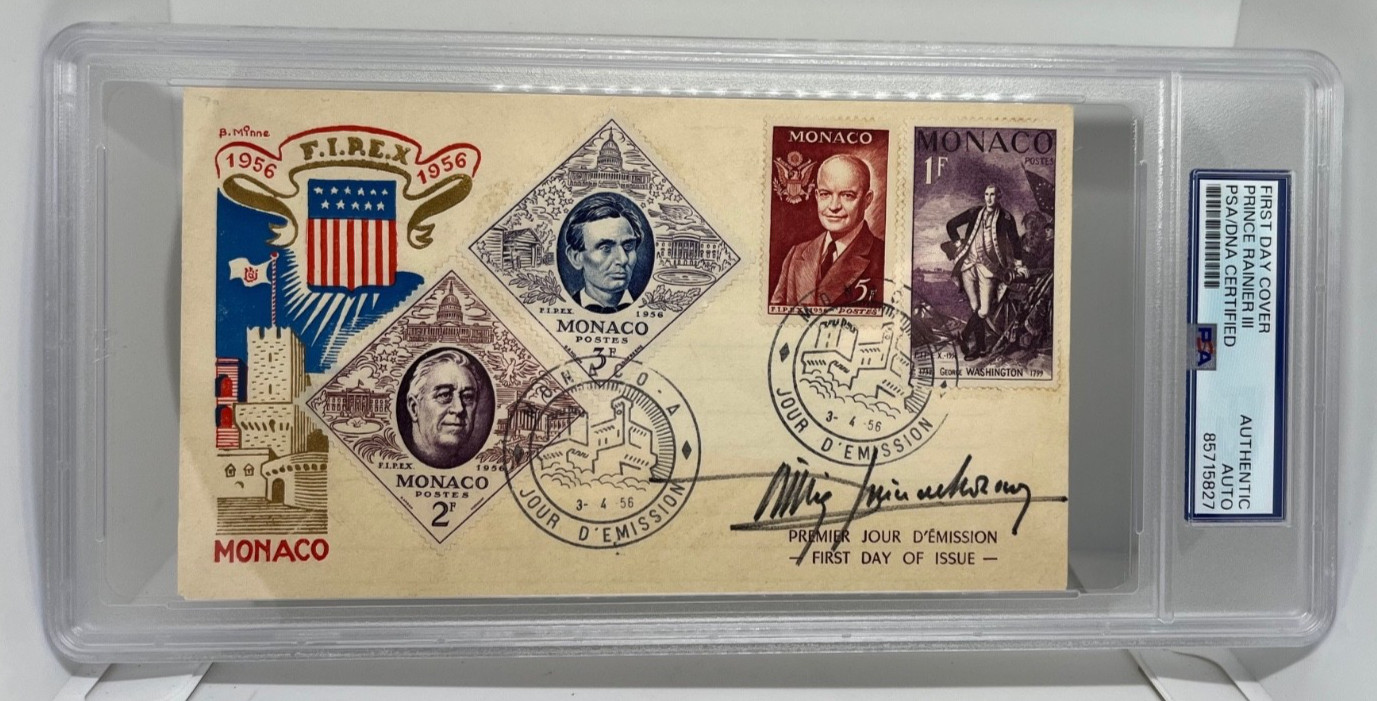 Prince Rainier III Signed Autographed Monaco FDC PSA DNA Auto Authenticated Slab