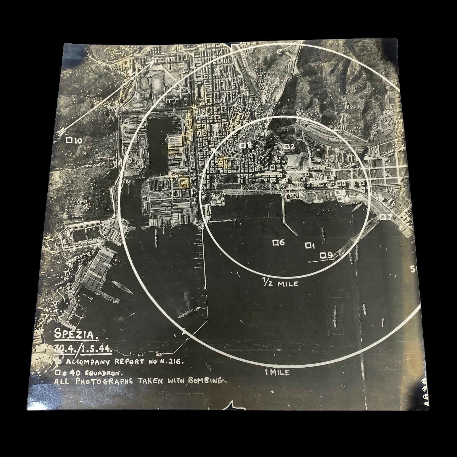 WWII January 1944 RAF 40th Squadron Aerial Spezia Port ITALY Mission Raid Photo