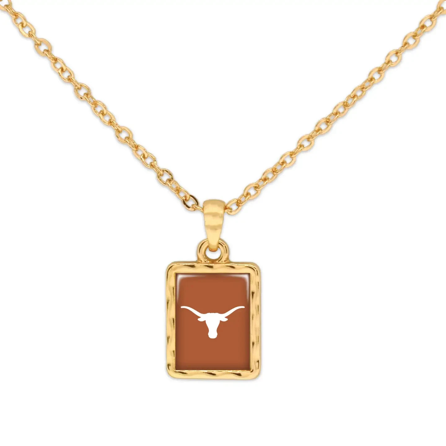 Texas Longhorns, Licensed University Emblem Necklace, 18K gold plated