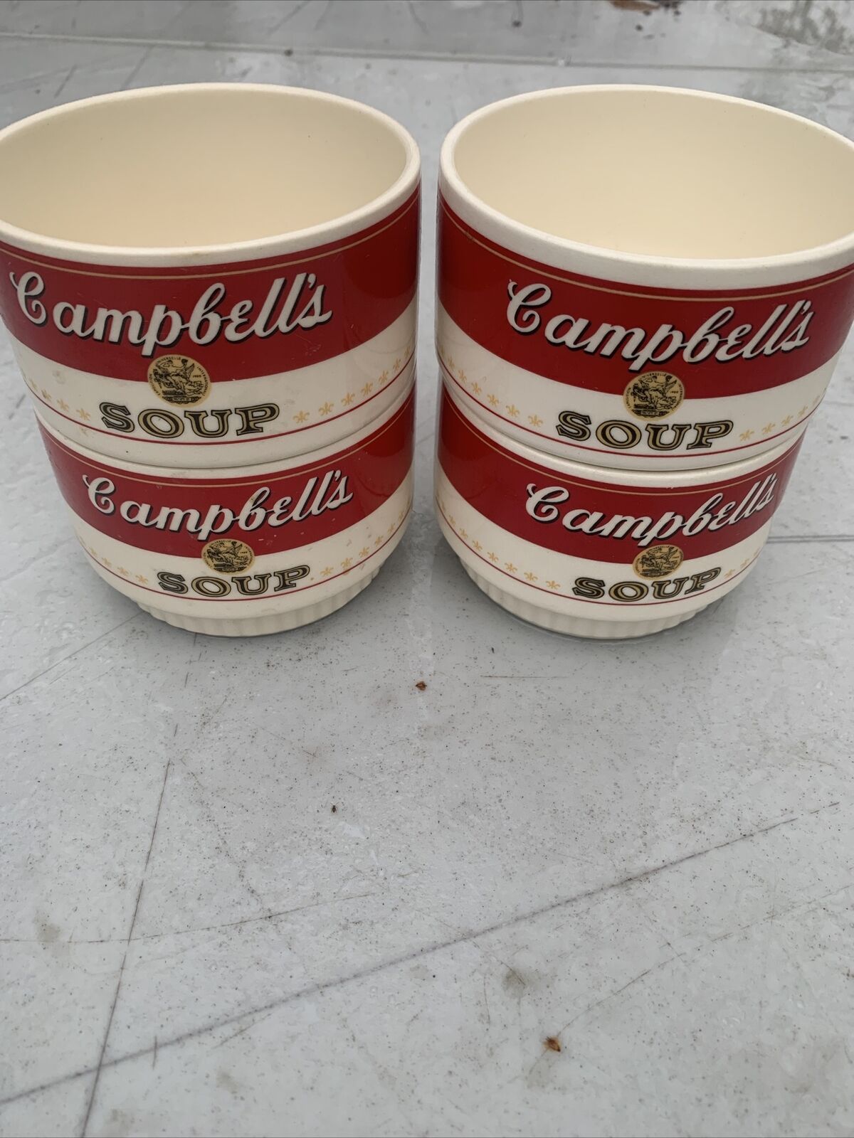 Vintage 1960s Campbell’s Stackable Set of 4 x 12Oz Soup Bowls Cups