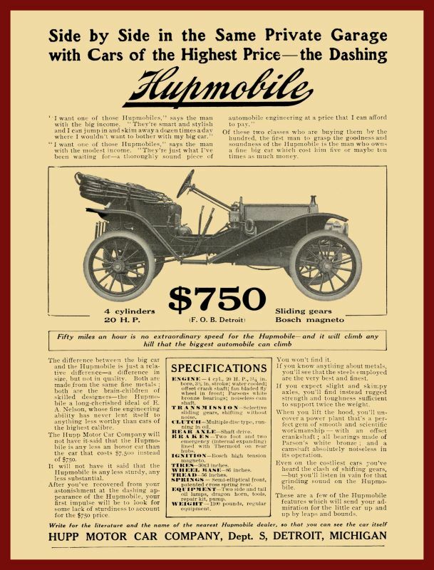 1909 Hupmobile Autos, Detroit NEW Metal Sign 24\
