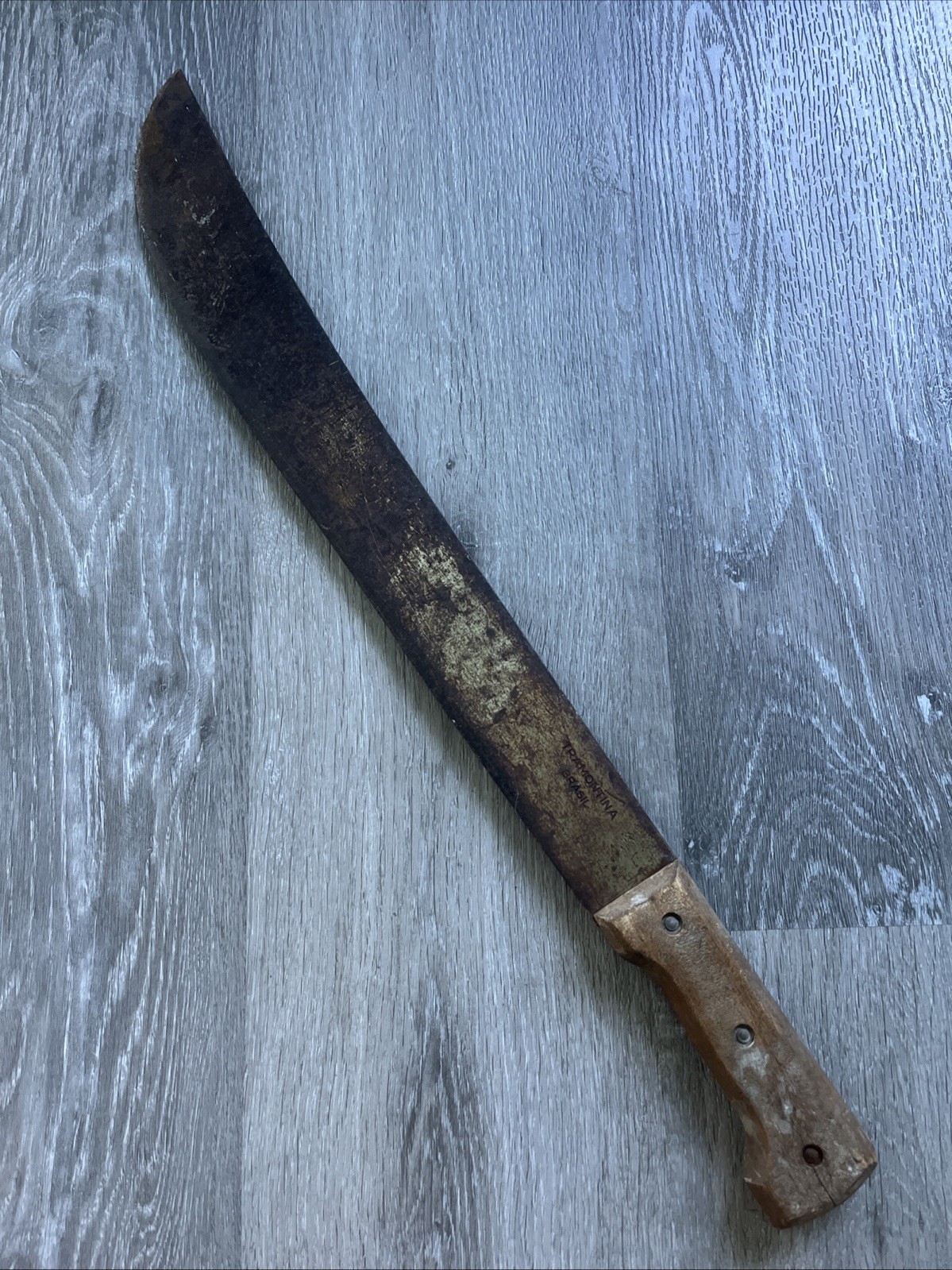 VINTAGE 22.5” / 17.5” Tramontina Wood Handle Bush Machete MADE IN BRAZIL BRASIL