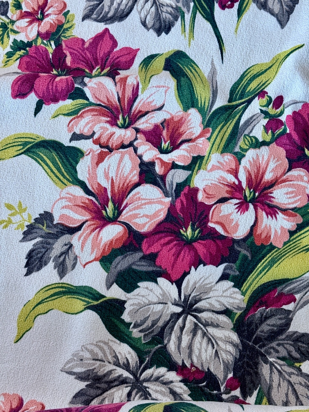 40’s Hawaiian Hibiscus Hollywood Glam Aloha Mid Century Barkcloth Vintage Fabric