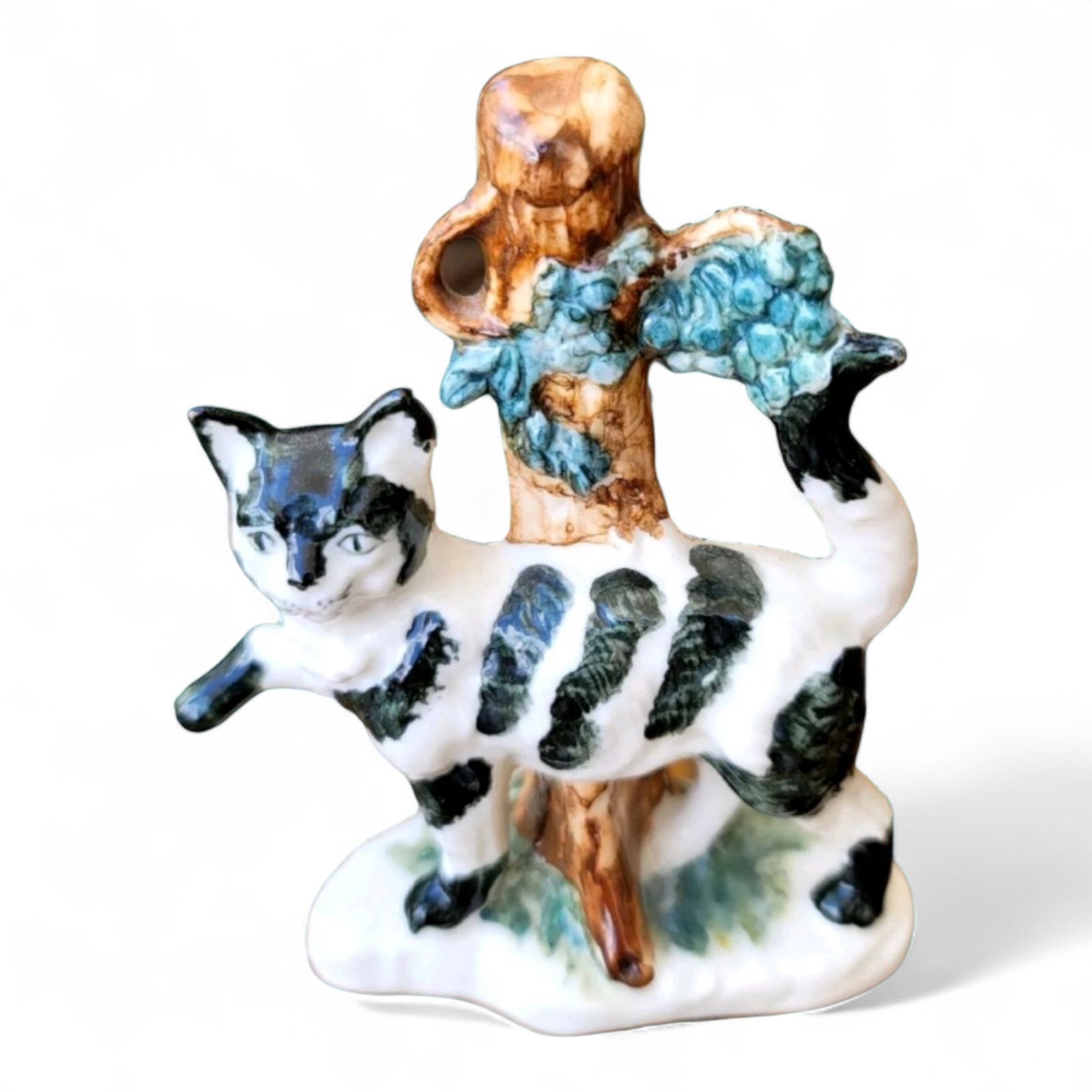 Vintage Handmade Ceramic Striped Cat Figurine 4.5