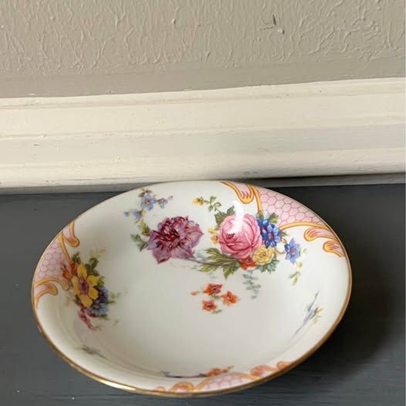 Vintage Czechoslovakian Epiag Bridal Rose Bowl