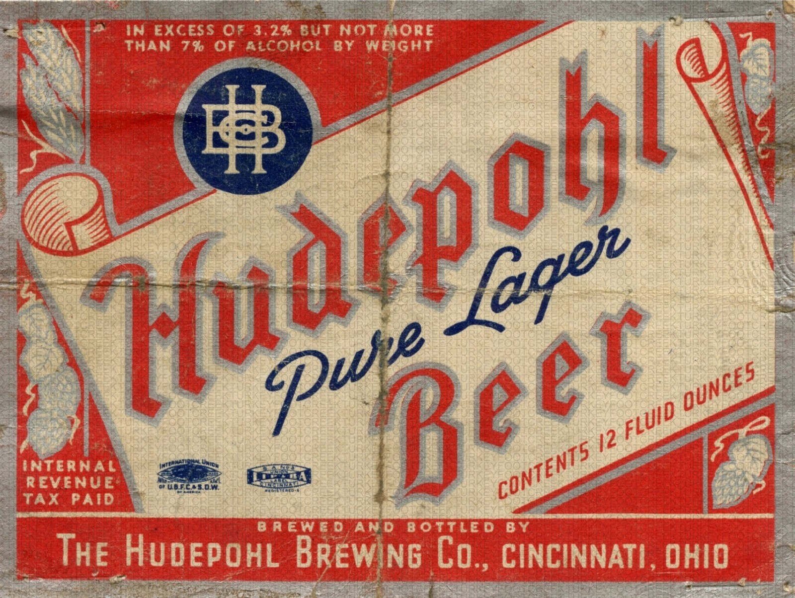HUDEPOHL PURE LAGER BEER LABEL 9\