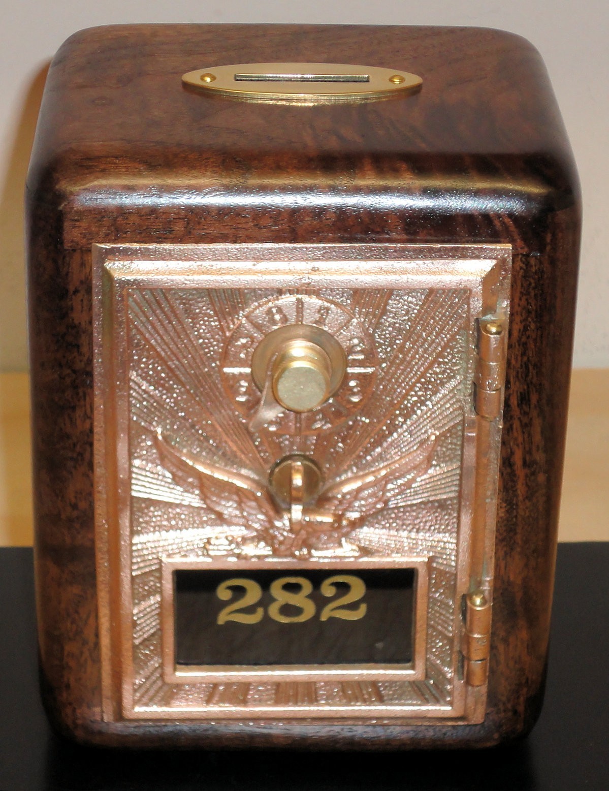 Antique P O Box Door Bank-Early 1900's Bronze-