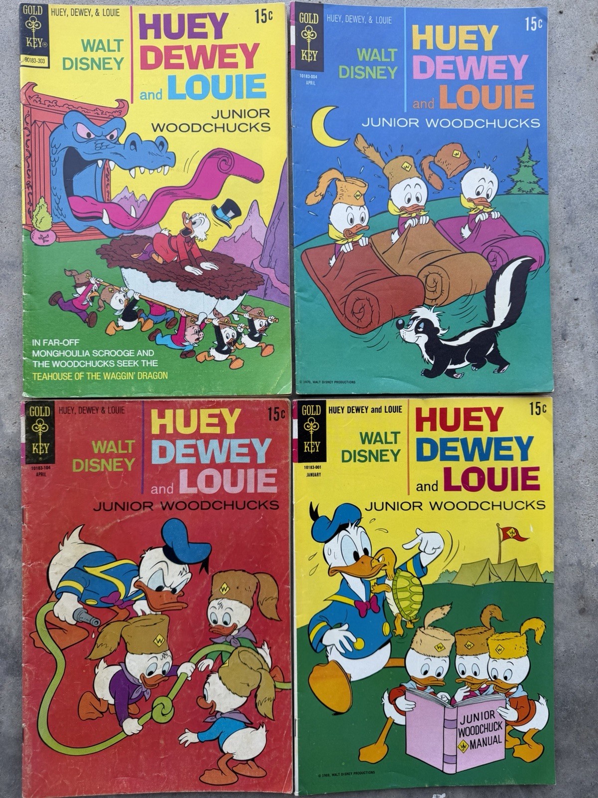 Huey Dewey Louie Woodchucks 4 Vintage 1970-1973 Comic Books Old Advertisements